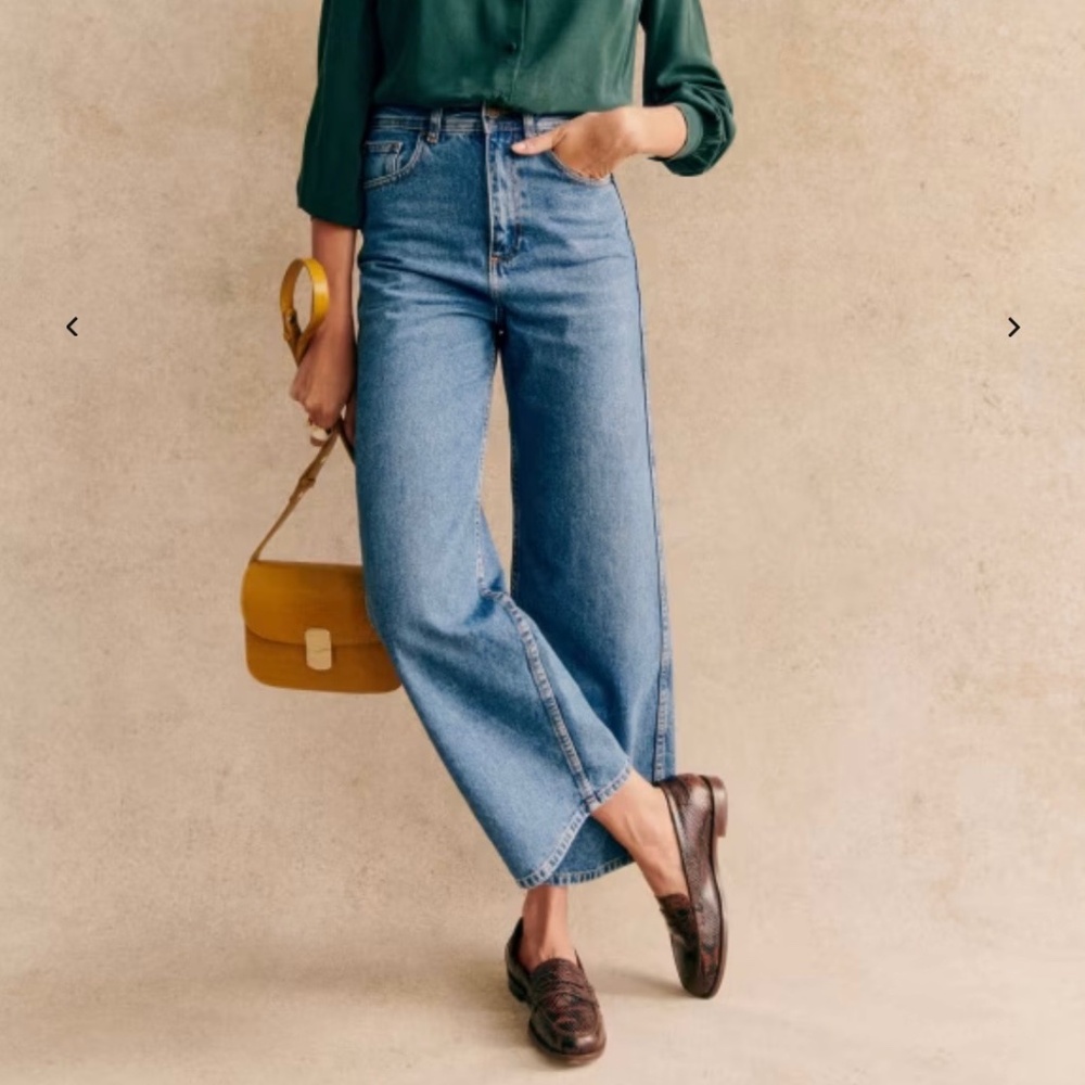 Sezane Le Crop Denim Blue Jeans Sézane Denim Pants